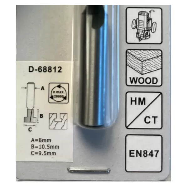 Fréza drážkovací stopka 8 mm,9,5x10,5x48 mm Makita D-68812