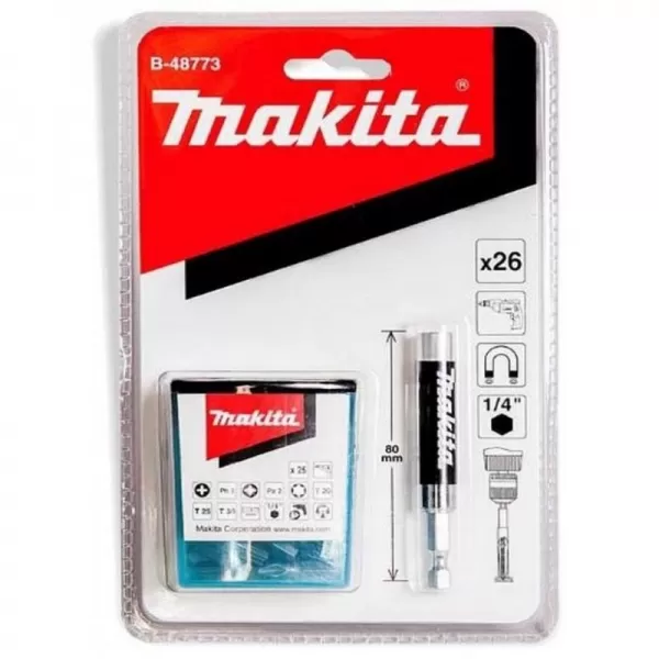 Sada bitů 1/4" 26 ks s nástavcem 80 mm v blistru Makita B-48773