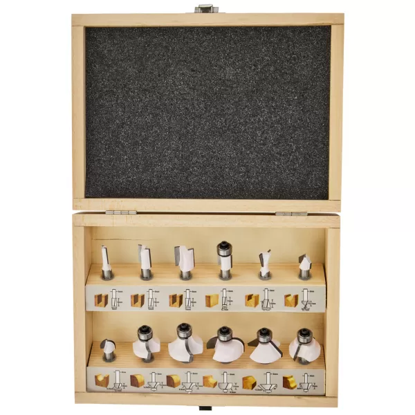 Sada fréz 8 mm 12 ks v dřevěné krabičce Makita D-53556