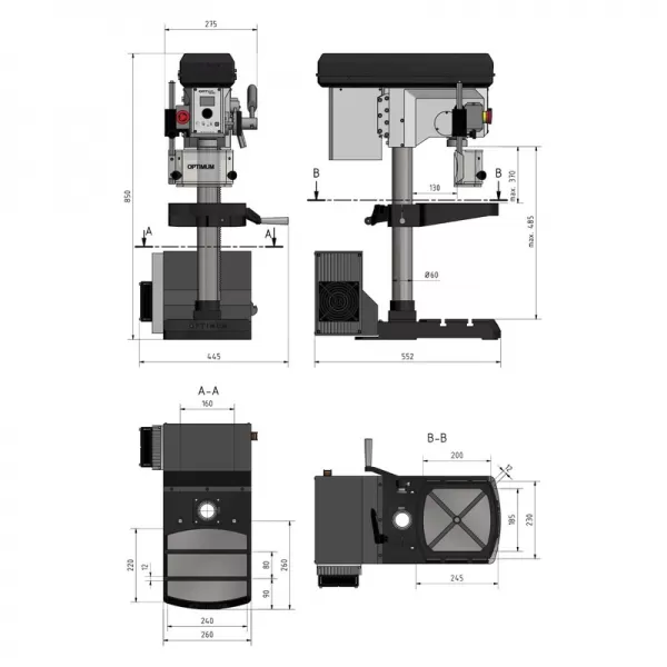 Stolní vrtačka OPTIdrill DH 18 V Optimum 3020220