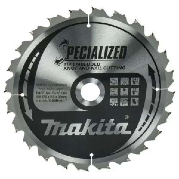 Kotouč pilový dřevo SPECIALIZED se zapuštěnými zuby 270x2.6x30mm 24Z = old B-09450