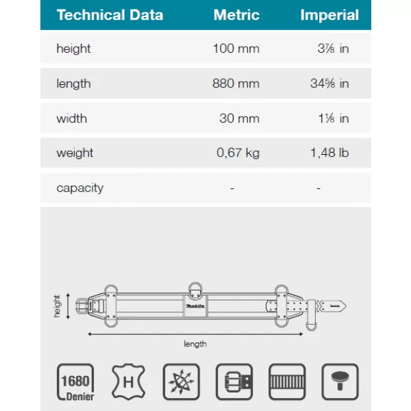 Pás s bederní opěrkou 880x100mm Makita E-15366