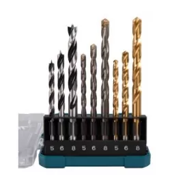 Sada vrtáků s válcovou stopkou do kovu/dřeva/zdiva 9 ks v plastové krabičce Makita D-71962