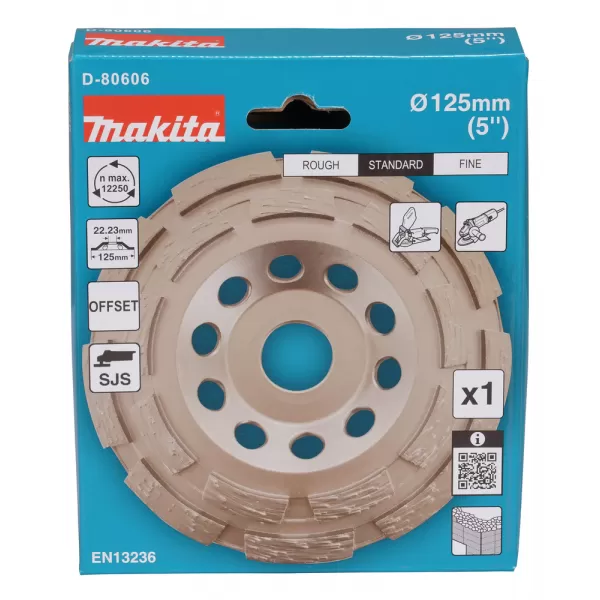 Kotouč brusný diamantový dvousegmentový 125x22.23mm Makita D-80606