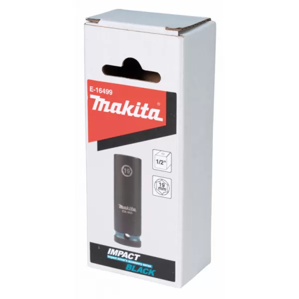 Klíč nástrčný prodloužený 1/2", čtyřhran, IMPACT BLACK, 19mm Makita E-16499