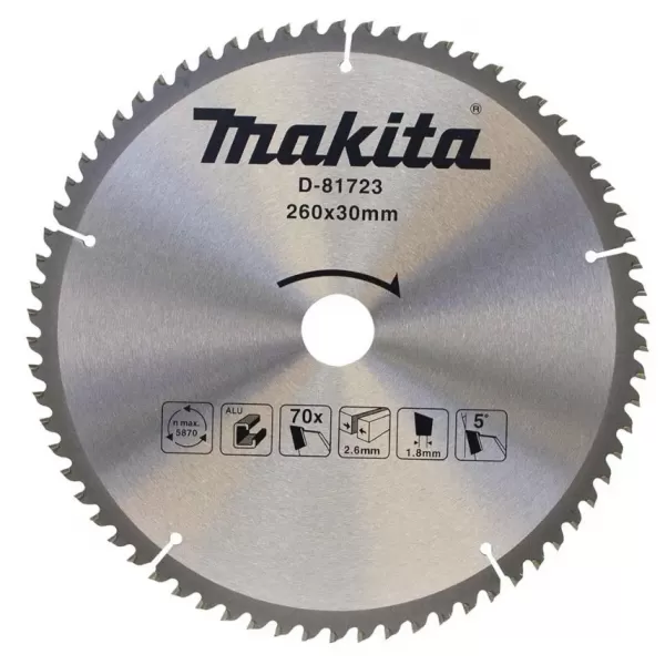 Kotouč pilový TCT hliník 260x30mm 70Z Makita D-81723