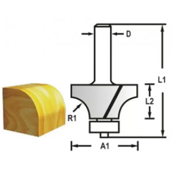 Zaoblovací fréza s ložiskem stopka 6 mm,19x9,5x53 mm R 3,2mmm Makita D-48290