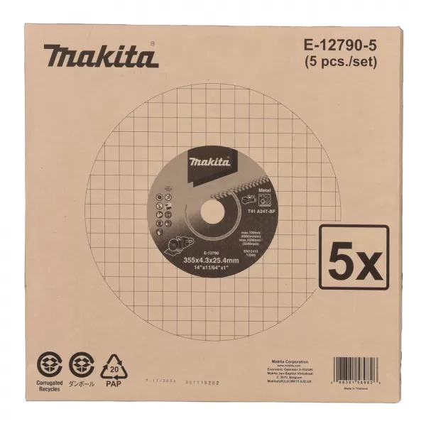 Kotouč řezný ocel 355x4.3x25.4, 5ks Makita E-12790-5