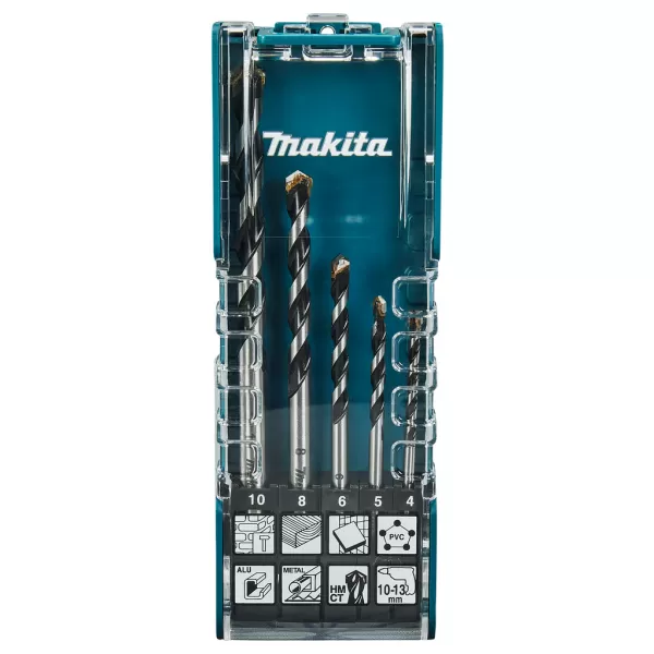 Sada vrtáků s válcovou stopkou univerzálních Multimateriál 5 ks v plastové krabičce Makita E-14255