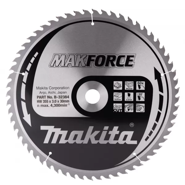 Kotouč pilový dřevo MAKFORCE 355x3x30mm 60Z Makita B-32384