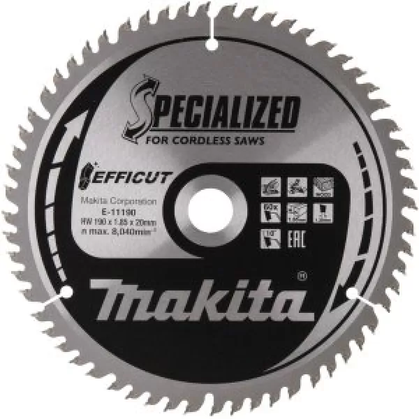 Kotouč pilový dřevo Efficut 190x1.85x20mm 60Z Makita E-11190
