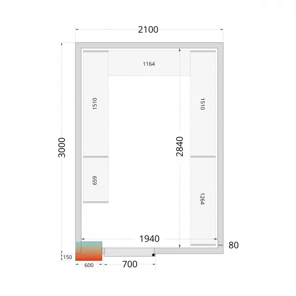 Panely ke stavebnicovým boxům 80 mm Tefcold CR 210x300x220