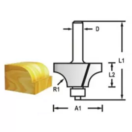 Zaoblovací fréza s ložiskem stopka 6 mm,28,6x14,5x56 mm R 7,9mm Makita D-48474
