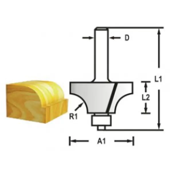 Zaoblovací fréza s ložiskem stopka 6 mm,28,6x14,5x56 mm R 7,9mm Makita D-48474