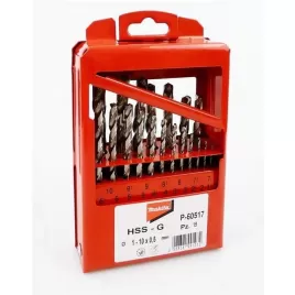 Sada vrtáků s válcovou stopkou do kovu HSS-G 19 ks v kovové krabičce Makita P-60517