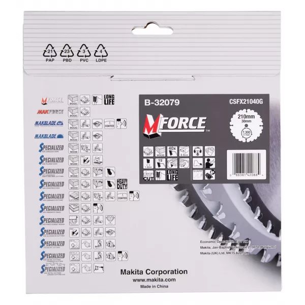 Kotouč pilový dřevo MFORCE 210x2.3x30mm 40Z Makita B-32079