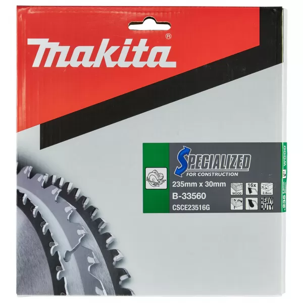 Kotouč pilový dřevo SPECIALIZED konstrukce 235x2.8x30mm 16Z Makita B-33560