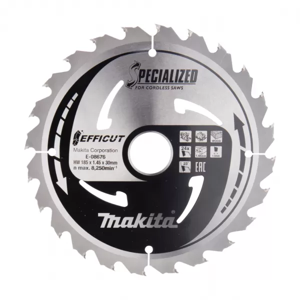 Kotouč pilový dřevo Efficut 185x1.45x30mm 24Z Makita E-08676