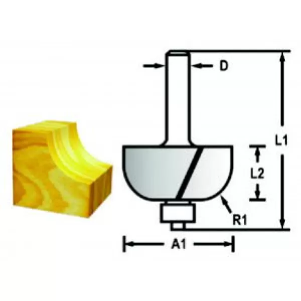 Žlábkovací fréza s ložiskem stopka 8 mm,15,9x6,35x49 mm STOP