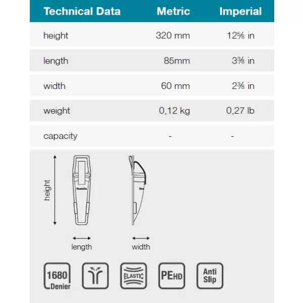 Brašna na aku vrtačku 85x60x320mm Makita E-15160