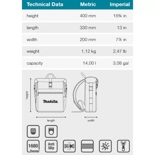 Taška do každého počasí 330x200x400mm Makita E-15528