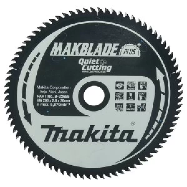 Kotouč pilový dřevo MAKBLADEplus 260x2.8x30mm 80Z = old B-08844 STOP
