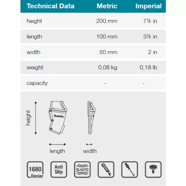 Pouzdro na nůž 100x50x200mm Makita E-15322