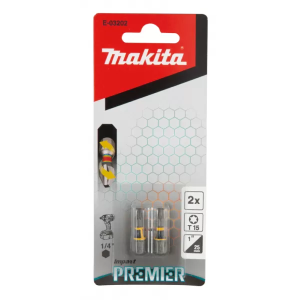Torzní bit řady Impact Premier (C-form),T15-25mm,2ks Makita E-03202