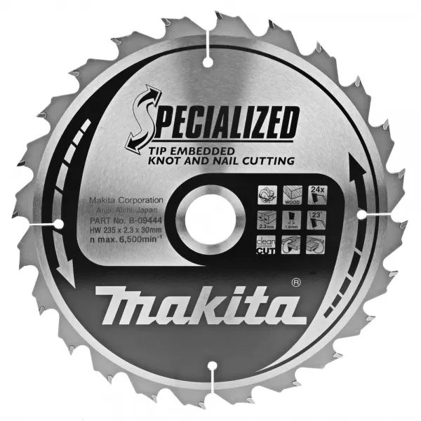 Kotouč pilový dřevo SPECIALIZED se zapuštěnými zuby 235x2.3x30mm 24Z Makita B-09444