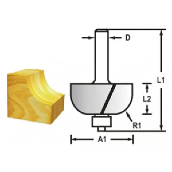 Žlábkovací fréza s ložiskem stopka 8 mm,19x9,7x46 mm STOP