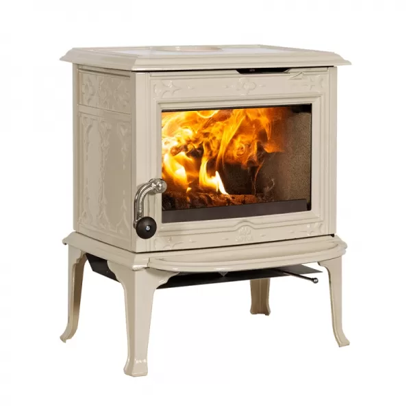 Krbová kamna smalt slonová kost, dvířka bez ozdobných příček Jotul F 100 ECO.2 LL SE IVE