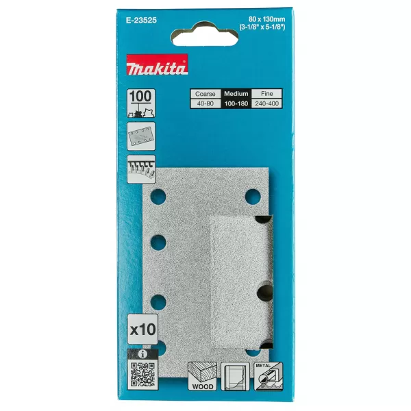 Papír brusný suchý zip 80x130 A100, 10ks Makita E-23525