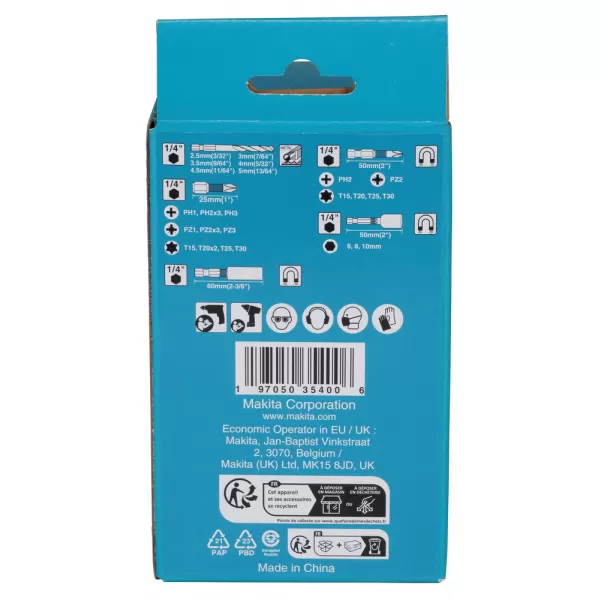 Sada torzních bitů 1/4" IMPACT BLACK 31 ks v plastové krabičce Makita E-22850