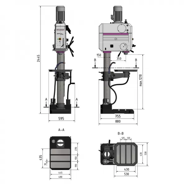 Sloupová převodová vrtačka OPTIdrill DH 45 V Optimum 3034262