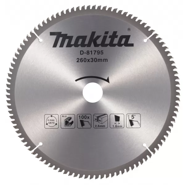 Kotouč pilový TCT hliník 260x30mm 100Z Makita D-81795