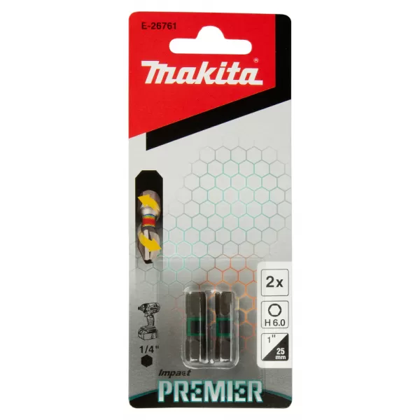 Torzní bit řady Impact Premier (C-form) H6x25mm 2 ks Makita E-26761