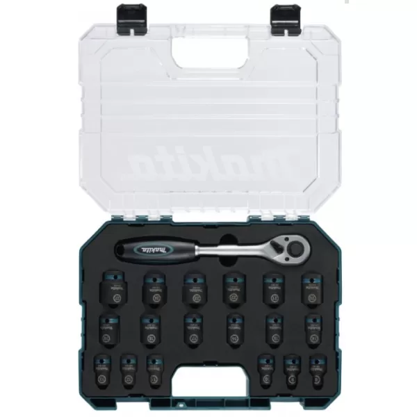 Sada nástrčných klíčů čtyřhran 1/2" IMPACT BLACK 19 ks v plastové krabičce Makita E-30069