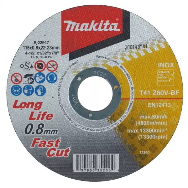 Kotouč řezný nerez 115x0.8x22.23mm, 12 ks Makita E-22947-12