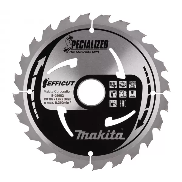 Kotouč pilový dřevo Efficut 185x1.45x30mm 24Z Makita E-08682
