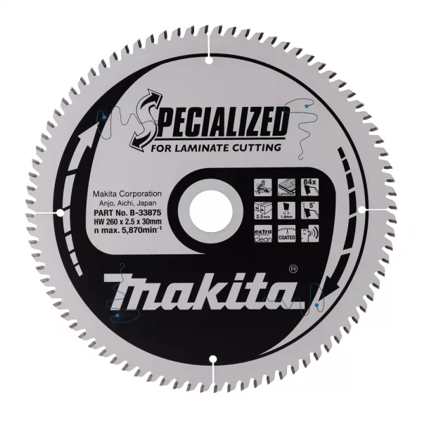 Makita Kotouč pilový lamino SPECIALIZED 260x2.5x30mm 84Z = old B-29496