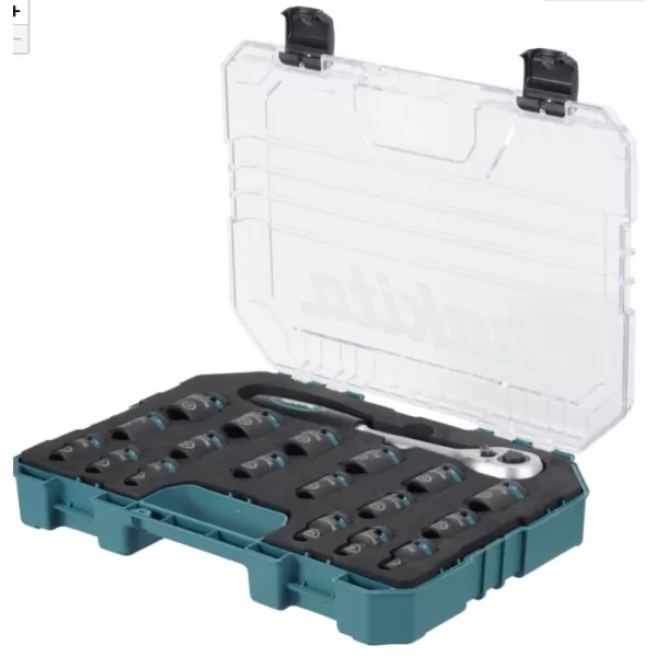 Sada nástrčných klíčů čtyřhran 1/2" IMPACT BLACK 19 ks v plastové krabičce Makita E-30069