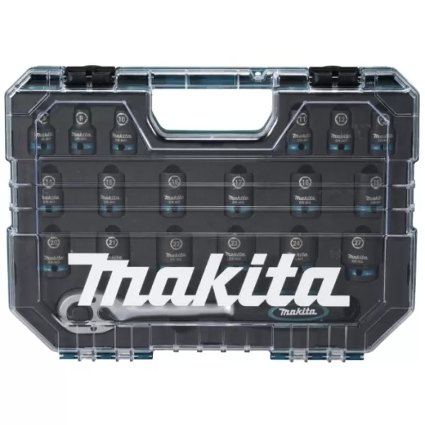 Sada nástrčných klíčů čtyřhran 1/2" IMPACT BLACK 19 ks v plastové krabičce Makita E-30069