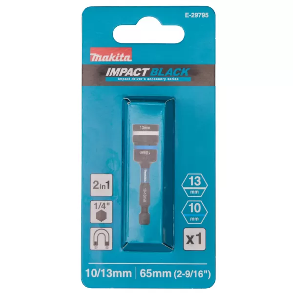Klíč nástrčný 2v1 s držákem šestihran 65mm, IMPACT BLACK 10-13mm Makita E-29795