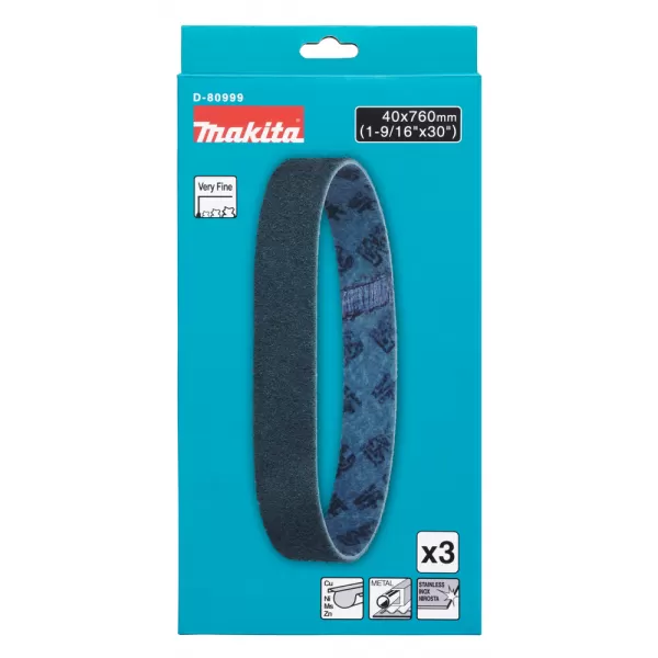 Brusný pás 40x760mm jemný 3 ks ocel Makita D-80999