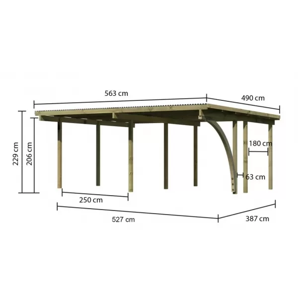 Dvojitý carport KARIBU ECO 1A 62037 LG3141