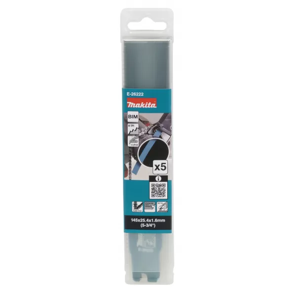 Pilový list BiM 145x1.6mm, 8Z, 5ks special zahnutý JR003G Makita E-26222