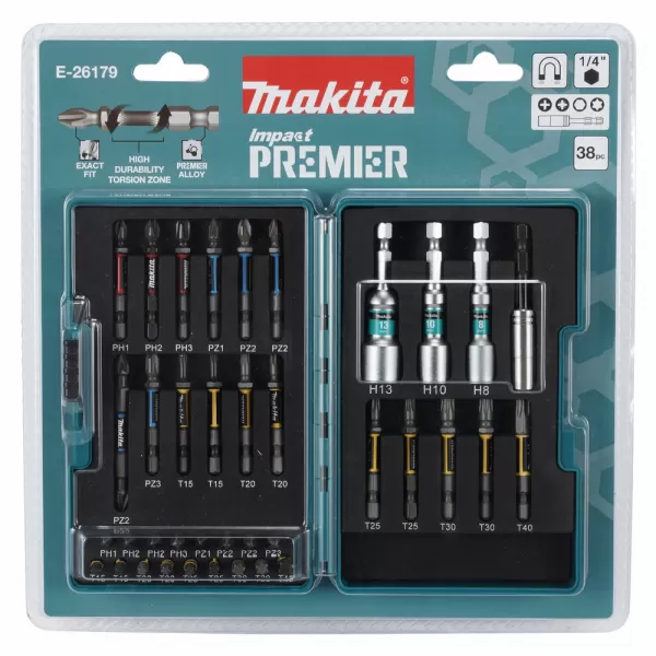 Sada bitů 1/4" Impact Premier, 38 ks v plastovém obalu Makita E-26179