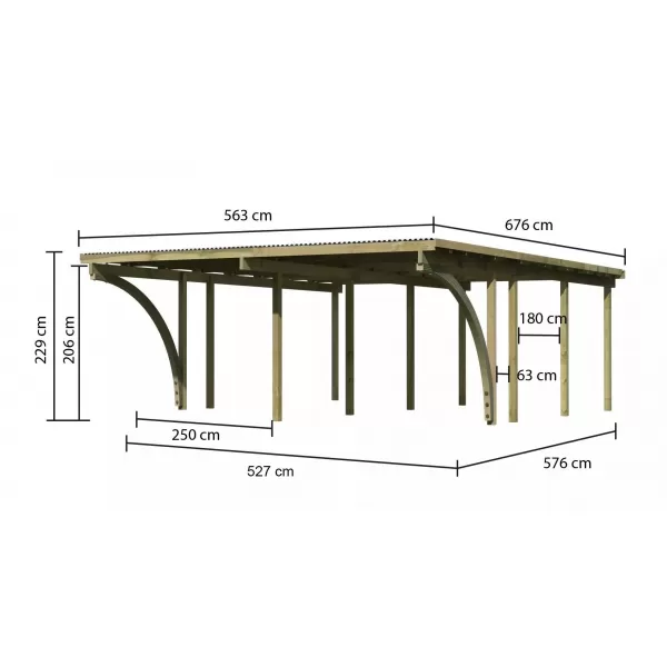 Dvojitý carport KARIBU ECO 2C 62045 LG3295