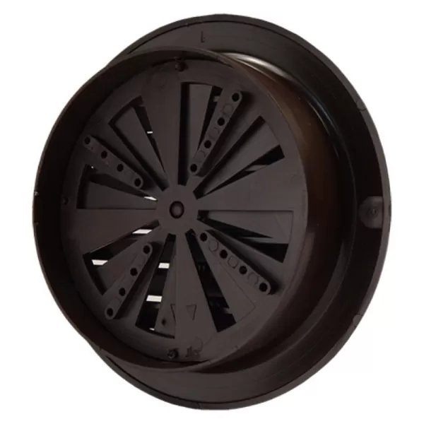 PVC větrací mřížka s přírubou a mechanicky ovládanou žaluzií Ø 150 mm, hnědá DALAP 3256