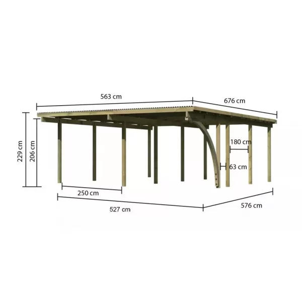 Dvojitý carport KARIBU ECO 2B 62043 LG3294